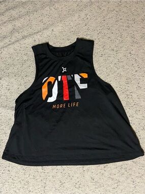Orangetheory Black Tank Top with Color Block OTF Logo
